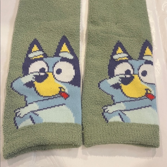 Bluey Fuzzy Crew Cartoon Character Green Socks - Picture 8 of 8